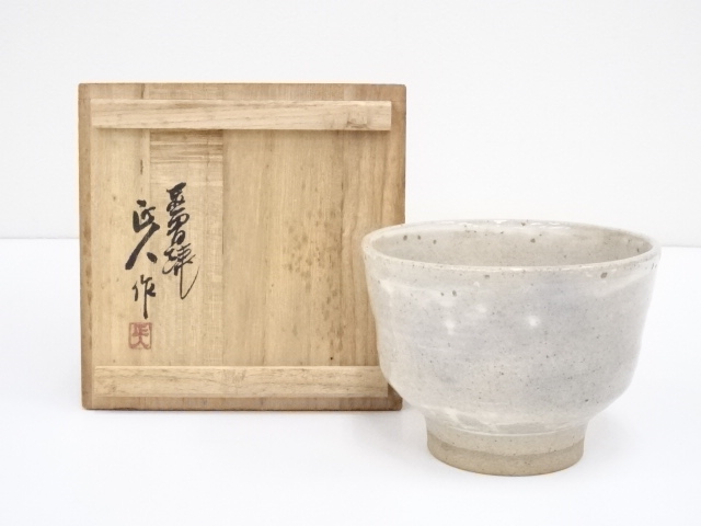 JAPANESE TEA CEREMONY / AKAHADA WARE TEA BOWL CHAWAN BY MASANDO OSHIO